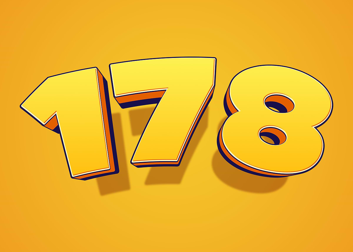 Alt Codes 178 'Number 178 in 3D Yellow Font' Poster, picture, metal print, paint by ...