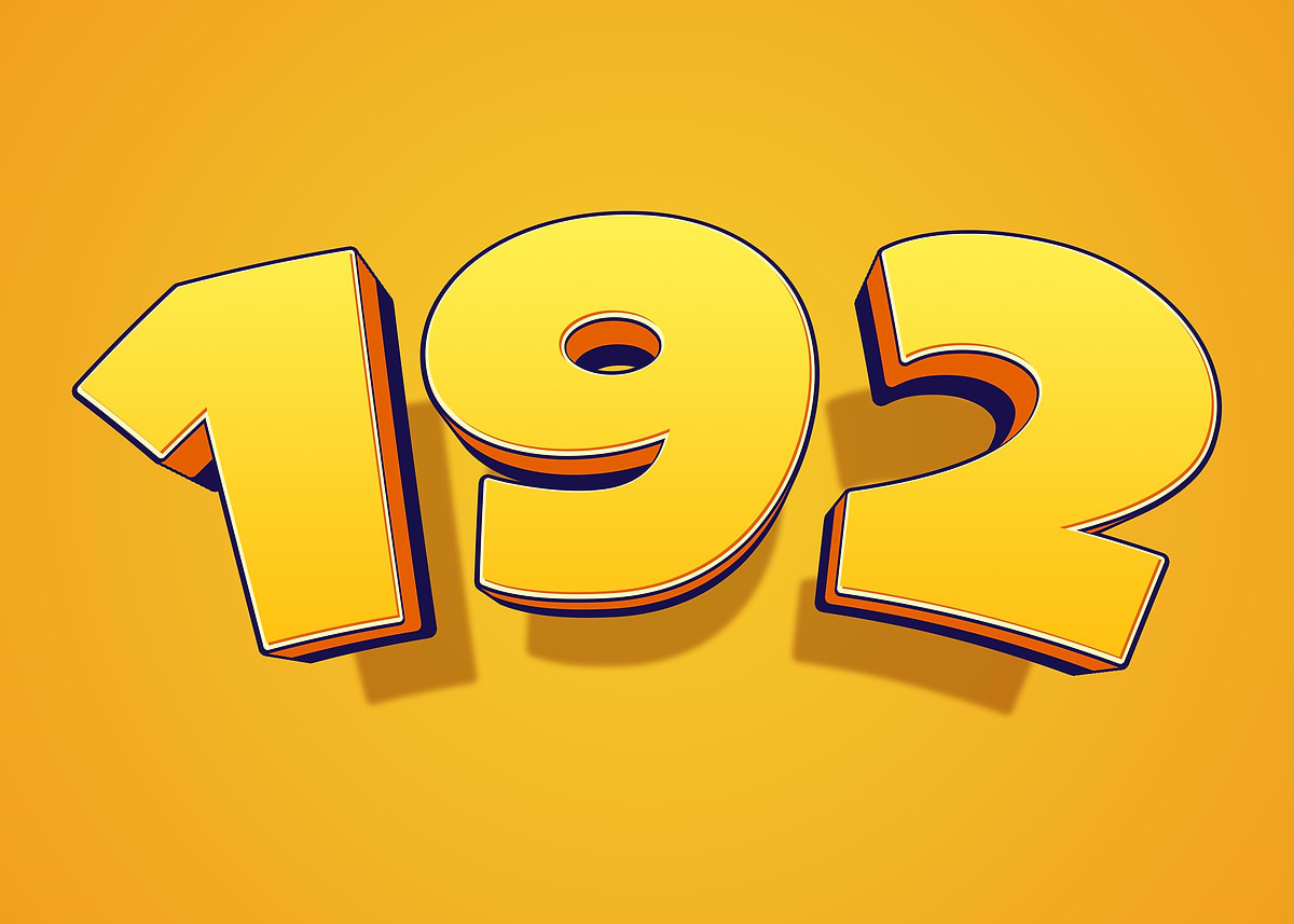 'Yellow 3D Number 192' Poster, picture, metal print, paint by Ran Zty ...