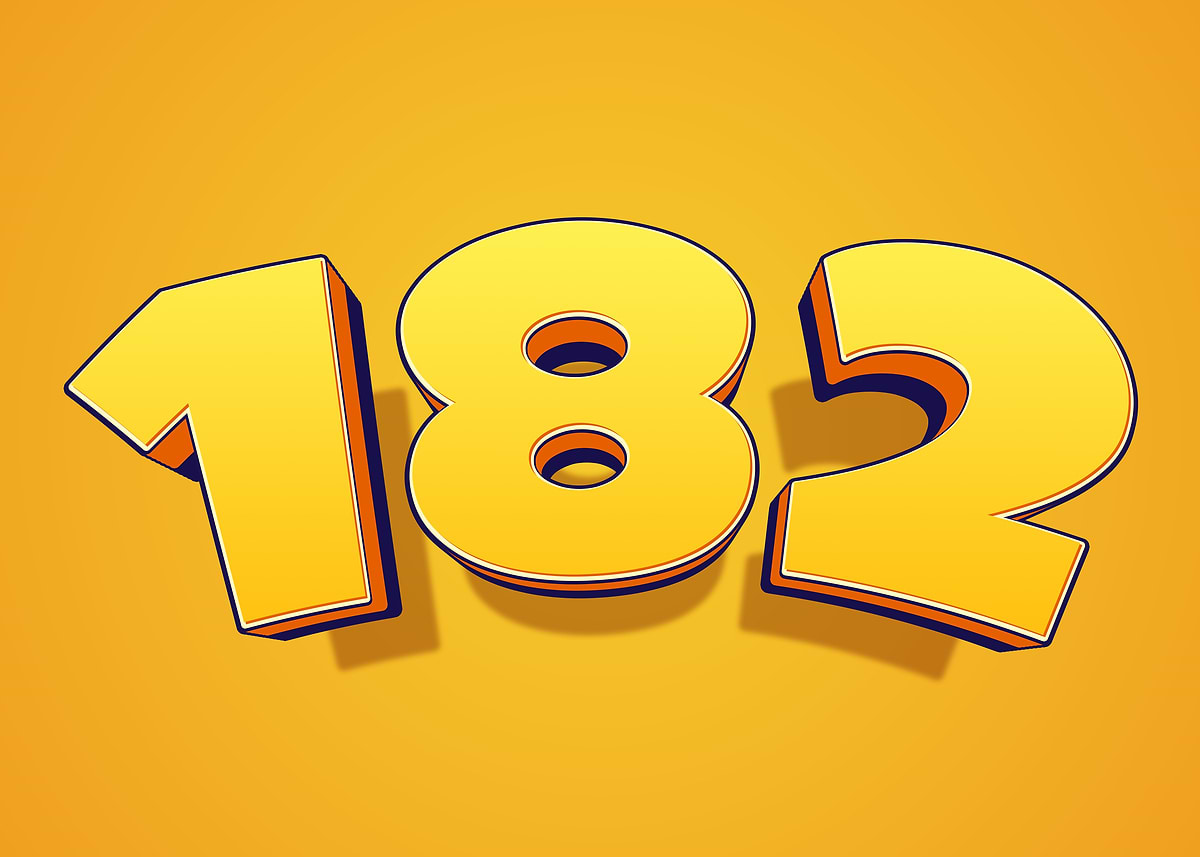 'Yellow 3D Numbers 182' Poster, picture, metal print, paint by Ran Zty ...