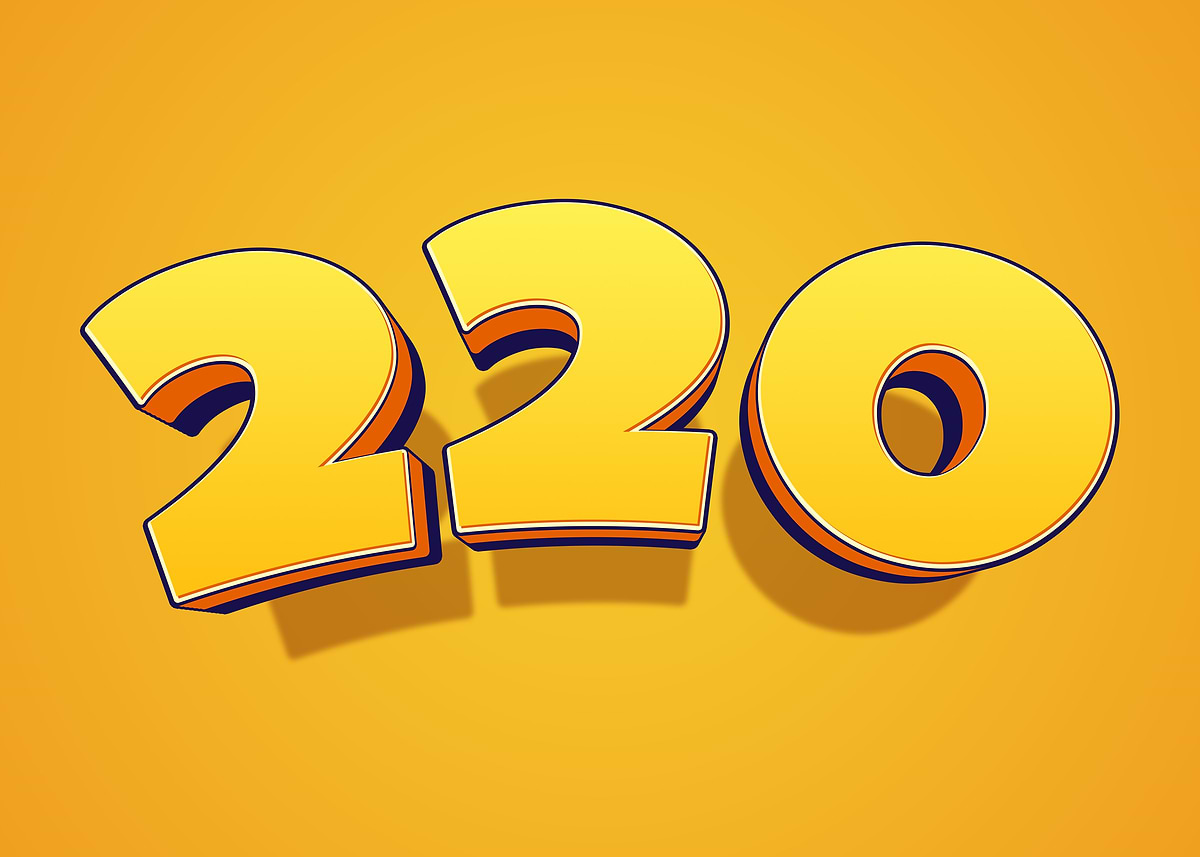 '3D Yellow Numbers 220' Poster, picture, metal print, paint by Ran Zty ...