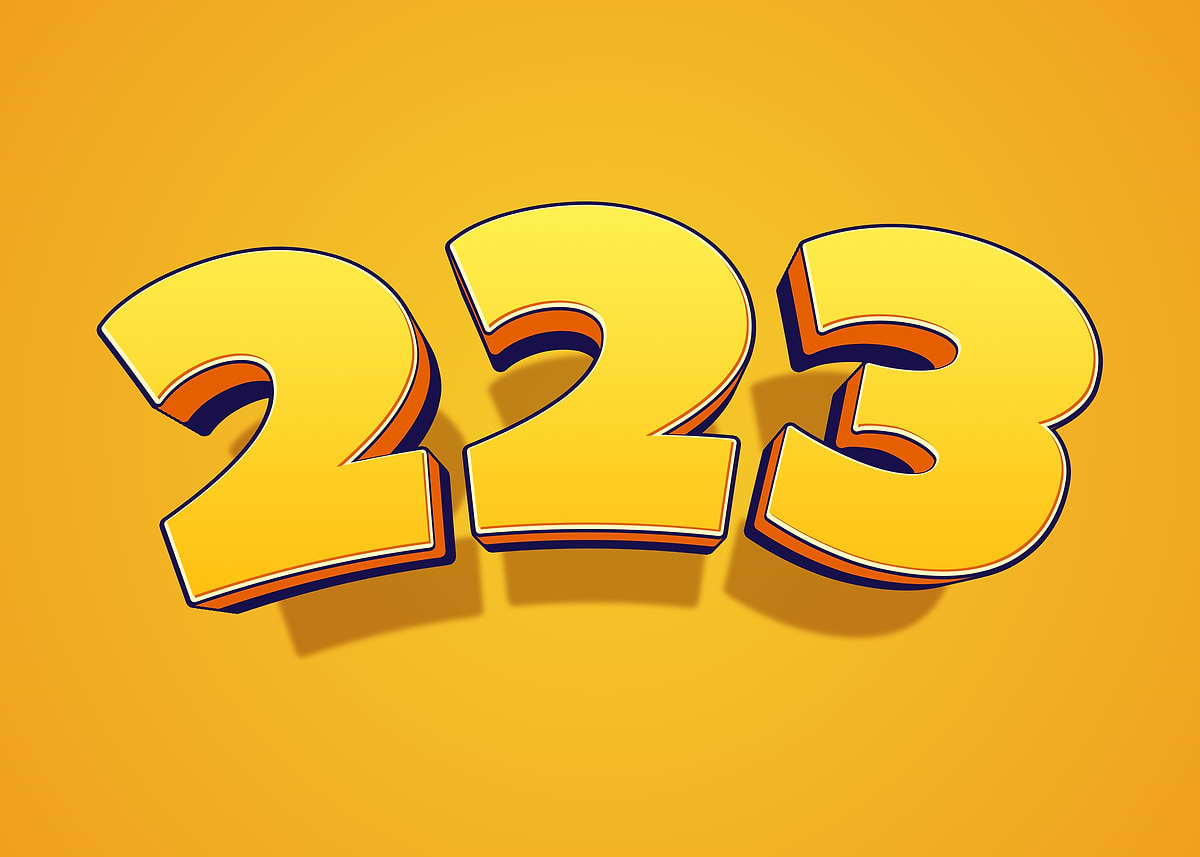 'Yellow 3D Numbers 223' Poster, picture, metal print, paint by hiken ...