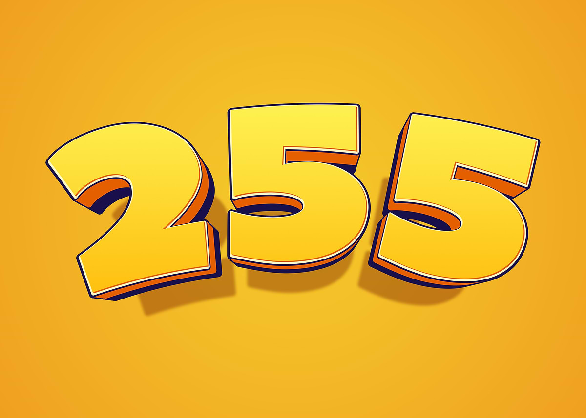 'Vibrant 3D Number 255 - Bold Yellow Pop Art Typography' Poster ...