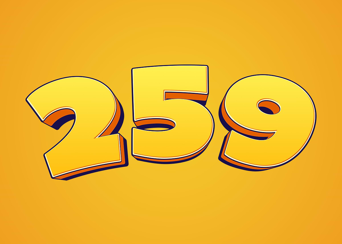 '3D Yellow Number 259' Poster, picture, metal print, paint by Ran Zty ...