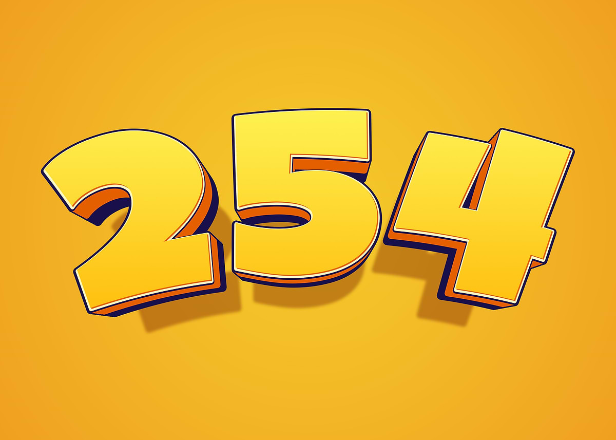 Number Block 254 'Yellow 3D Numbers 254' Poster, picture, metal print, paint by hiken ...