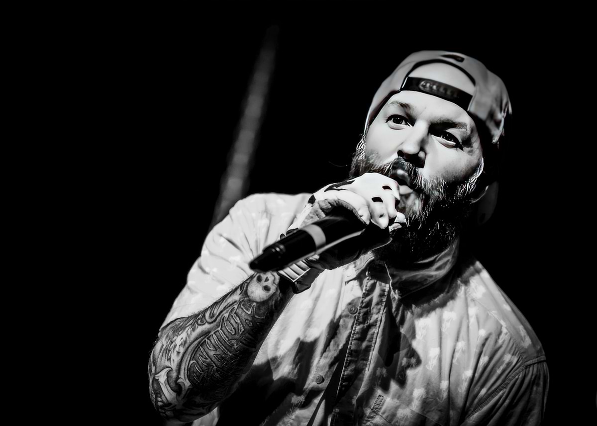 'Rapper with Microphone and Tattoos' Poster, picture, metal print ...