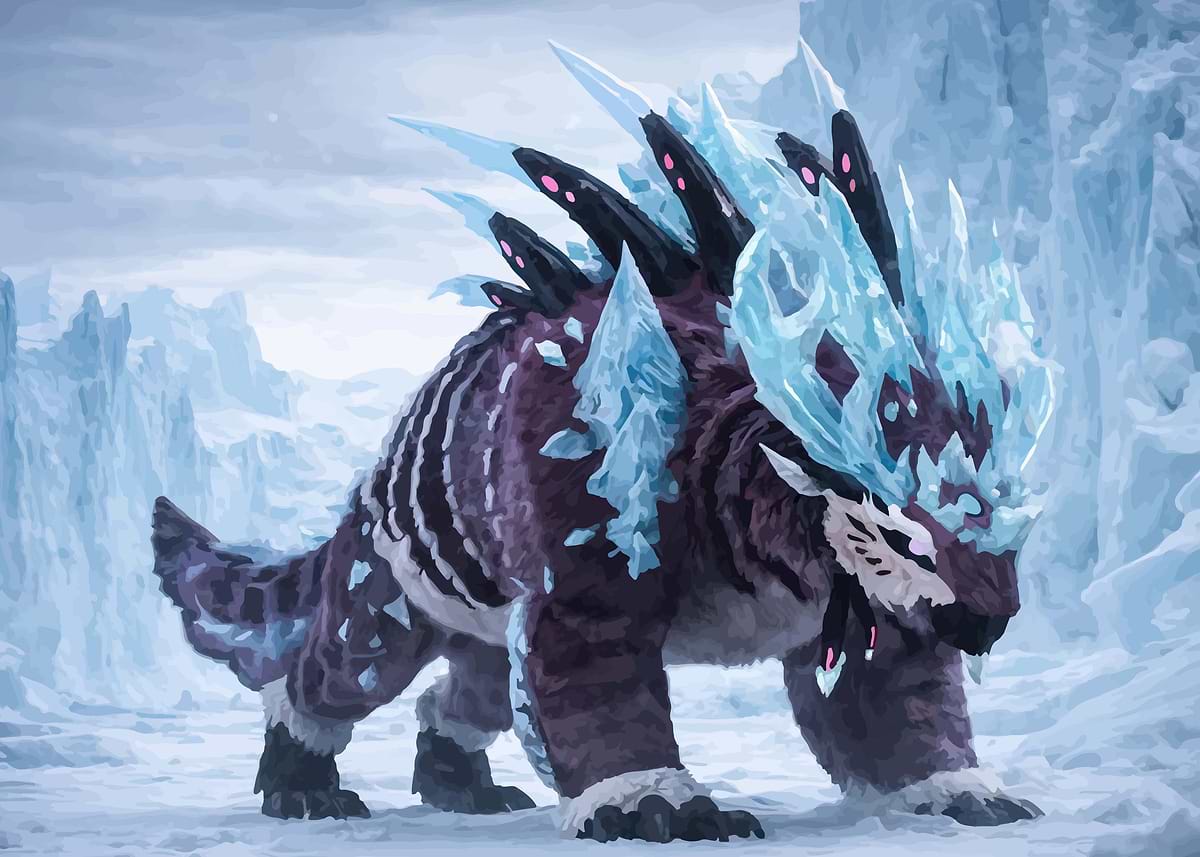 'Ice Monster in Snowy Landscape' Poster, picture, metal print, paint by ...