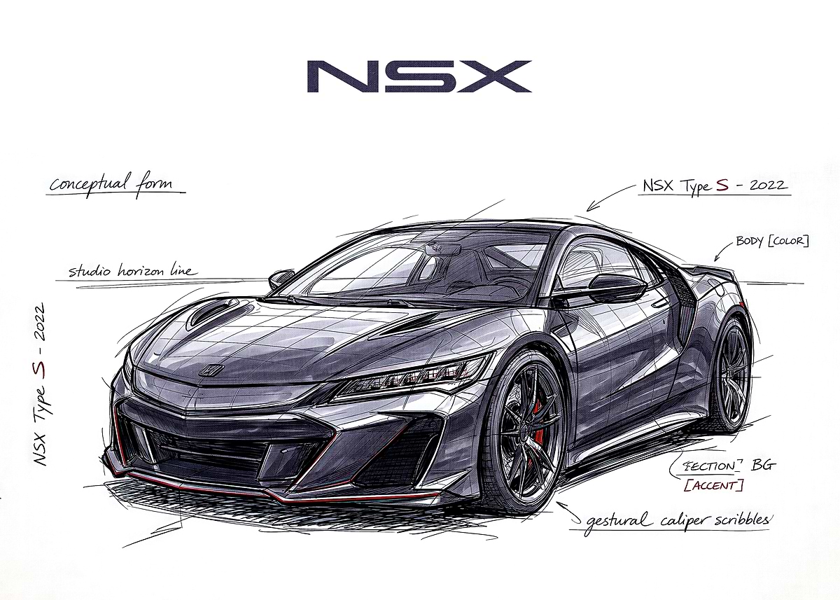 Acura NSX Type S 2022 Concept Sketch' Poster, picture, metal print