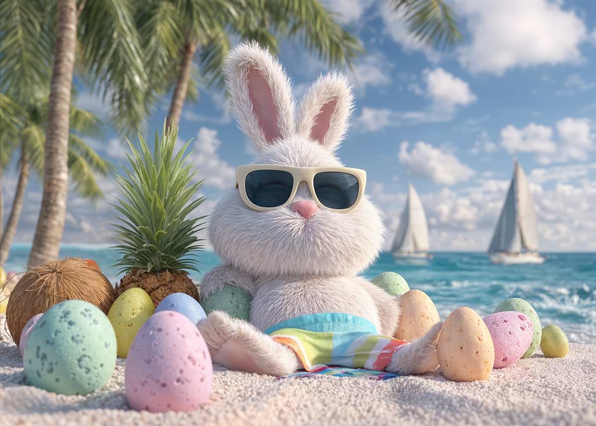 'Easter Bunny on a Tropical Vacation' Poster, picture, metal print ...