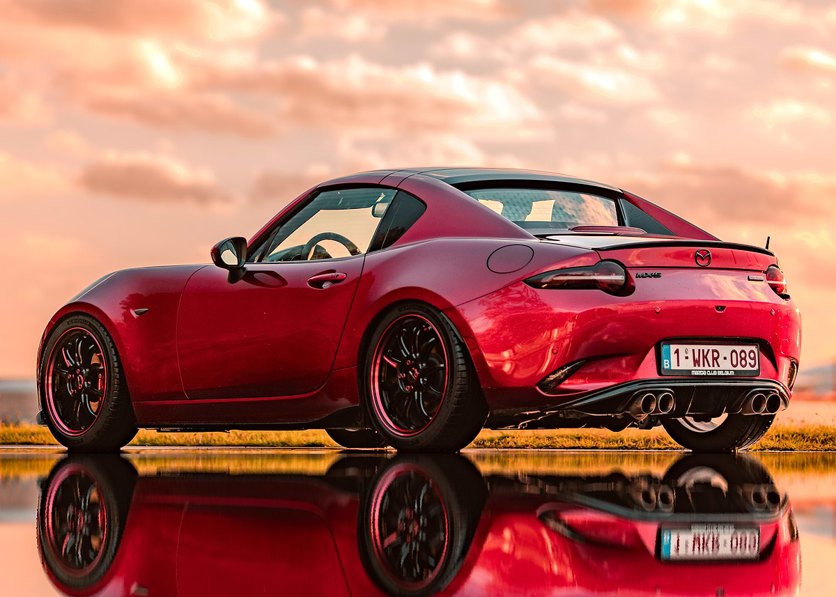 Red Mazda MX-5 RF at Sunset' Poster, picture, metal print, paint