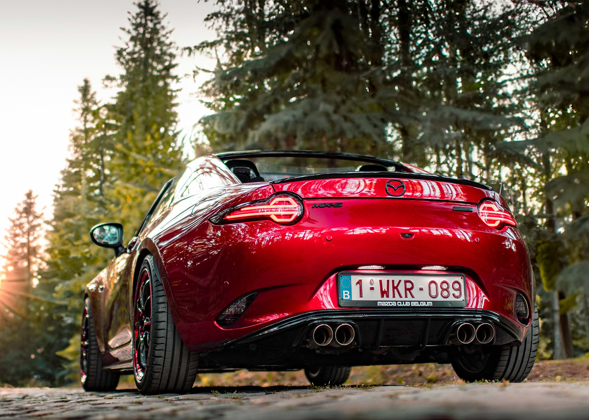 Red Mazda Miata Convertible Rear View' Poster, picture, metal