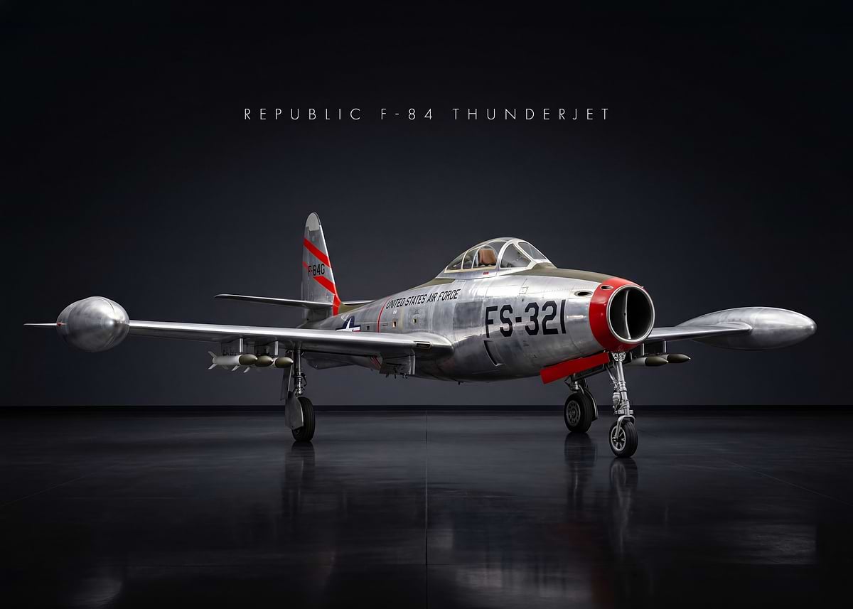 Republic F-84 Thunderjet' Poster, picture, metal print, paint by