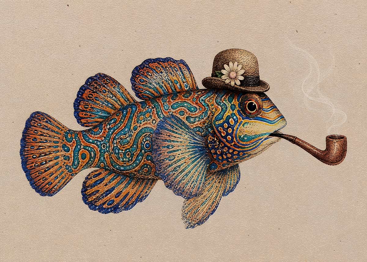 Dapper Fish 'Dapper Fish Smoking a Pipe' Poster, picture, metal print, paint by Izu ...
