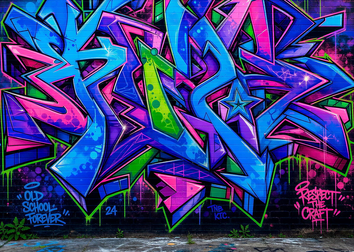 Vibrant Graffiti Art Mural' Poster, picture, metal print, paint by