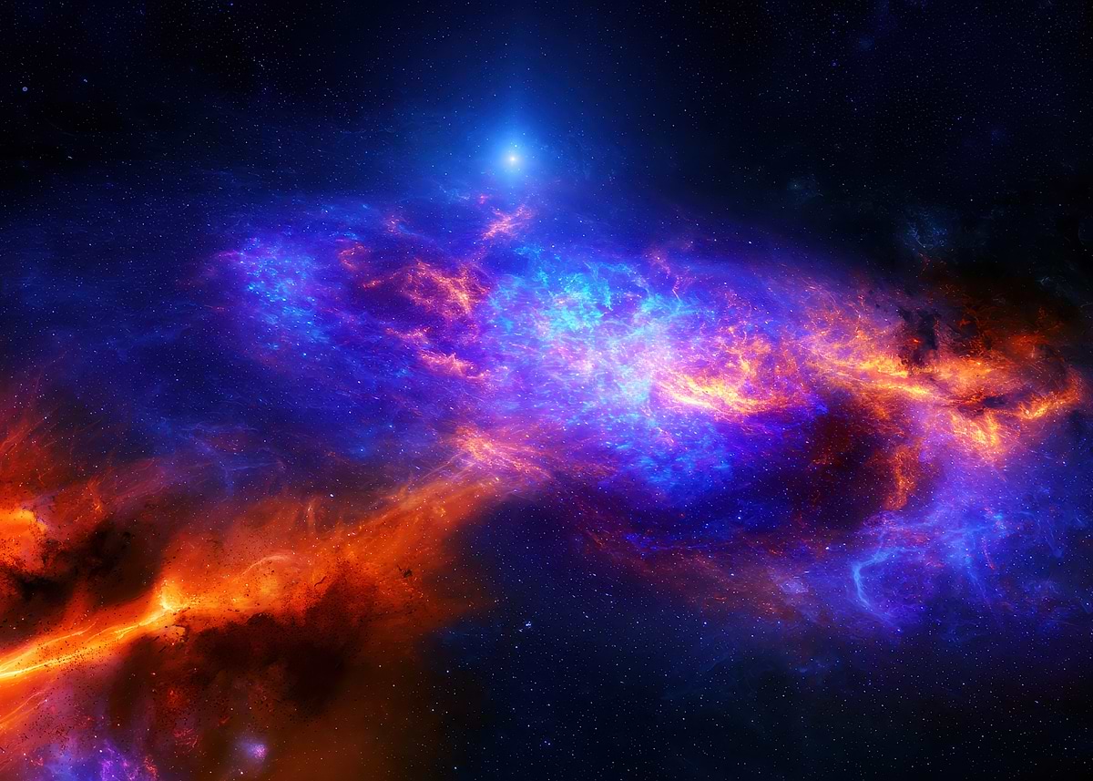 Vibrant Nebula in Deep Space' Poster, picture, metal print, paint