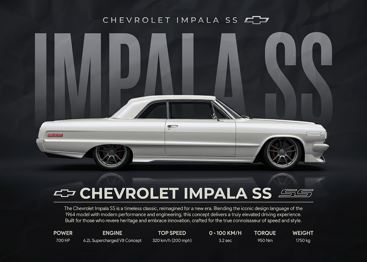 classic sleek Chevrolet Impala SS Concept Car' Poster, picture