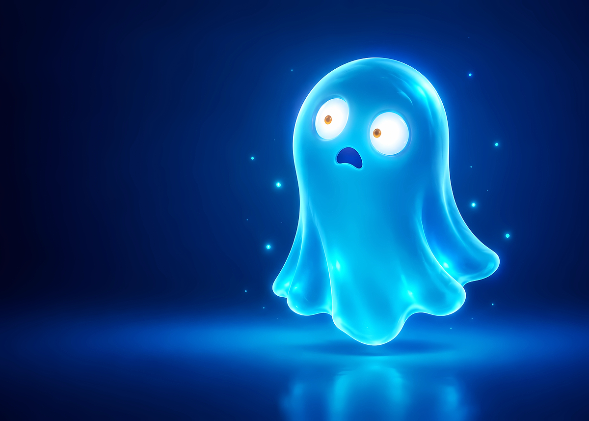 Cute Glowing Blue Ghost Character Poster, Picture & Metal Print ...