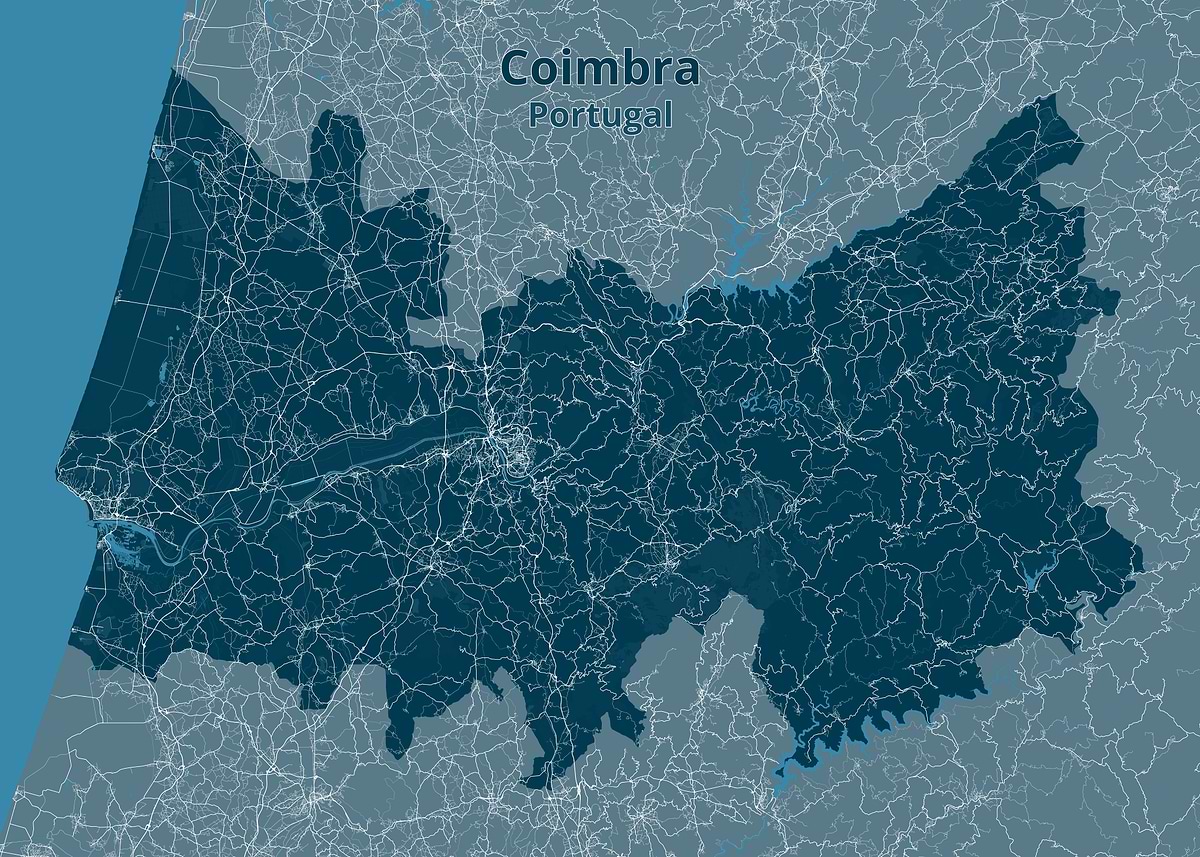Coimbra Portugal Road Map Print Poster, Picture & Metal Print ...