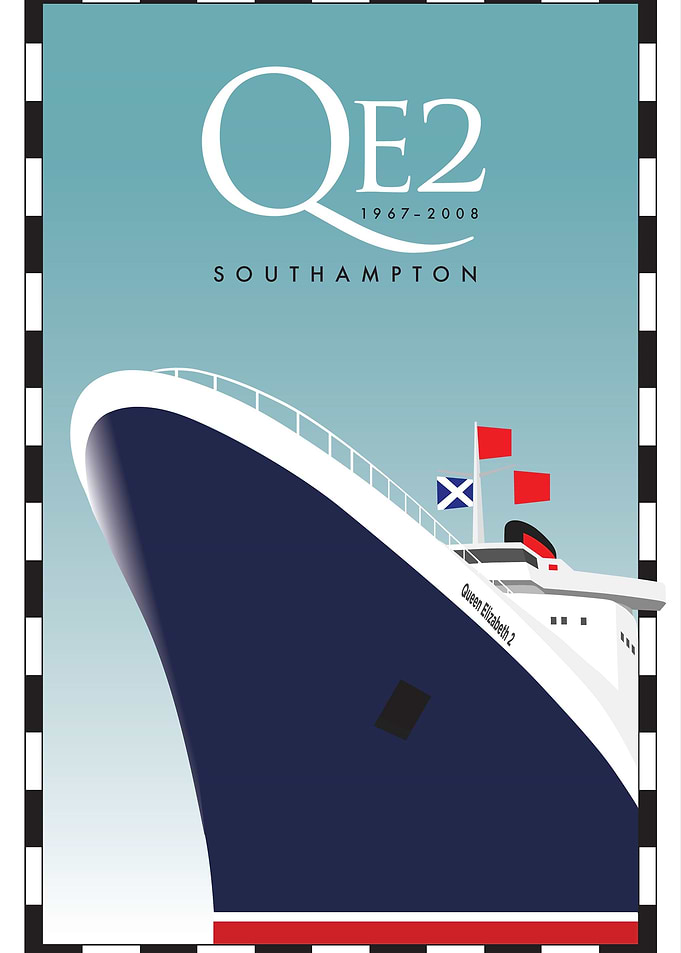 QE2 Commemorative Poster. Illustration in the style of ...