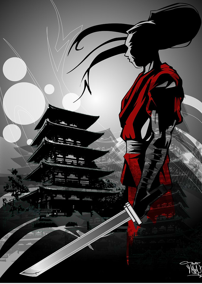 'A Samurai's Lament' Illustration on paper