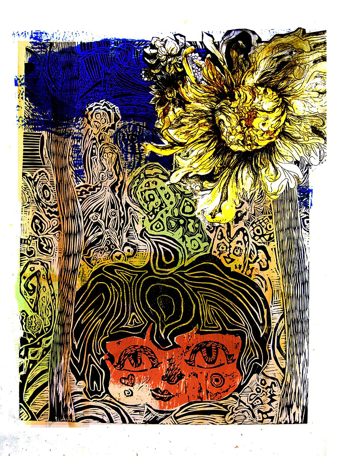 Wood-cut and aquatint etching mixed illustration: A gir ...