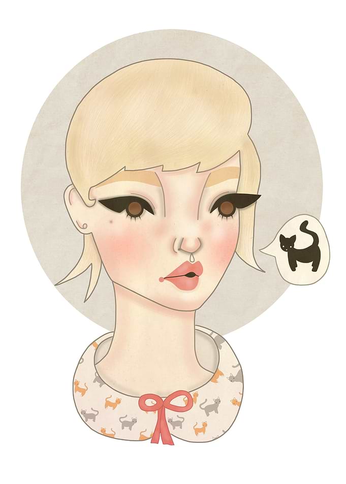 A whimsical illustration highlighting my love of cats, ...
