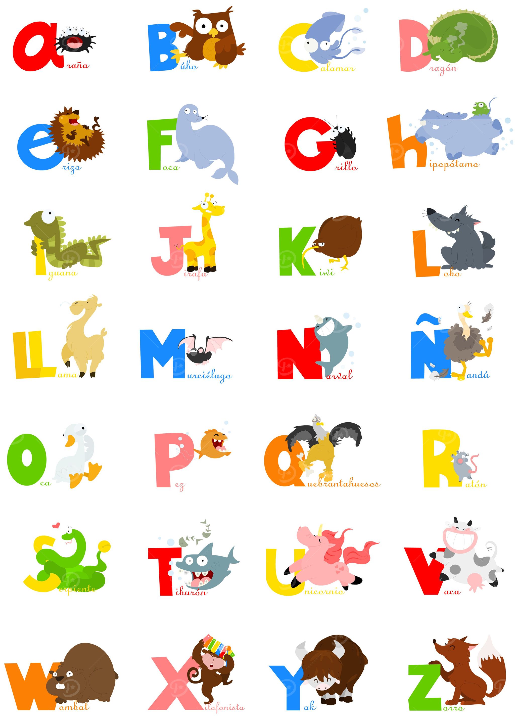 Animalphabet spanish (Spanish animal alphabet)