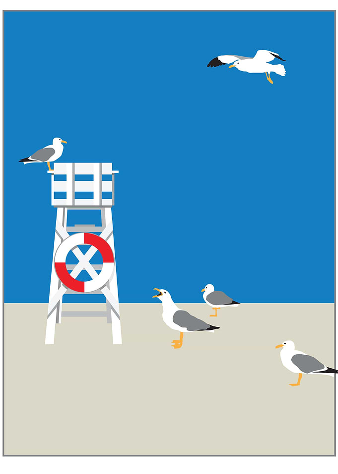 LAKE SHORE, poster in the style of Tom Purvis.