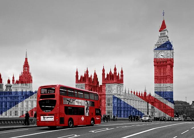 An unusual twist on the Red London Bus. The Union Jack ...