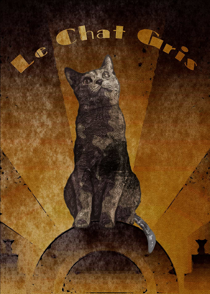 Le Chat Gris (The Grey Cat) rendered in the Art Deco st ...