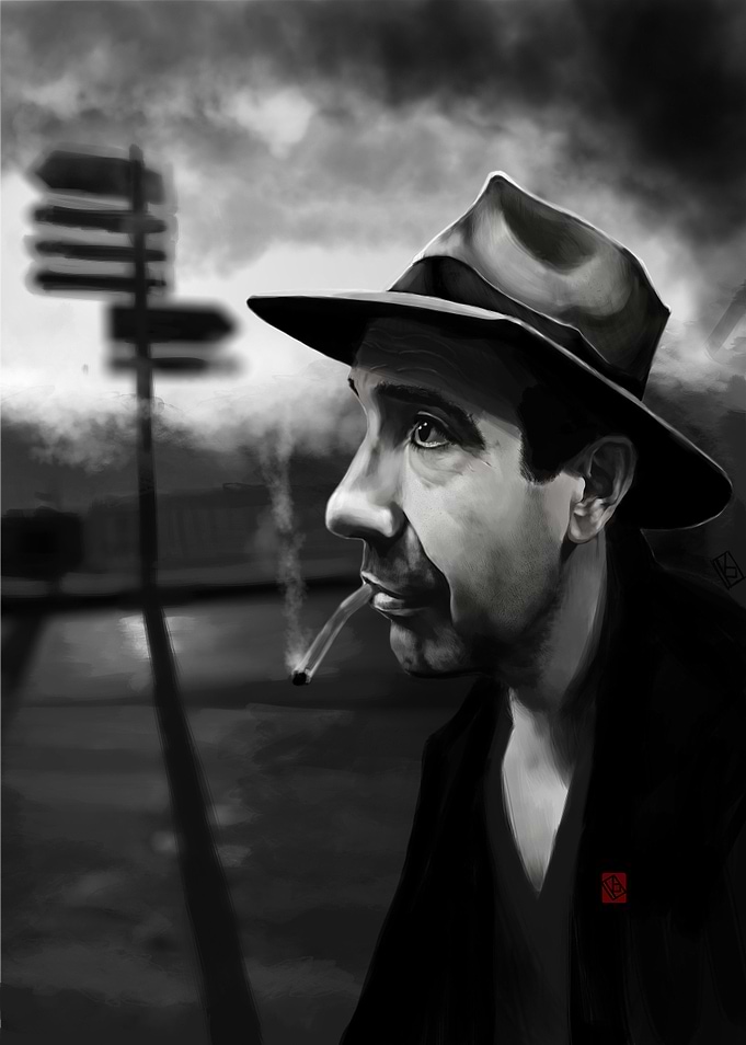 It's a portrait of a french singer Pierre Margot. With ...