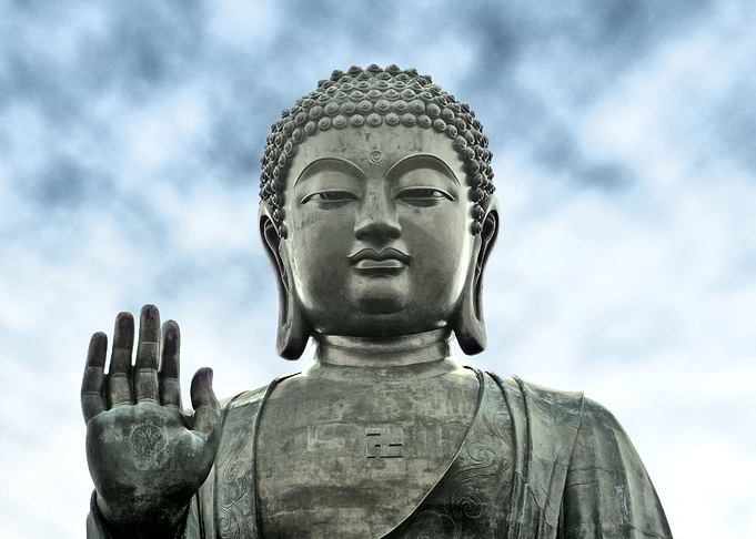 The Tian Tan Buddha statue at Ngong Ping on Lantau Isla ...