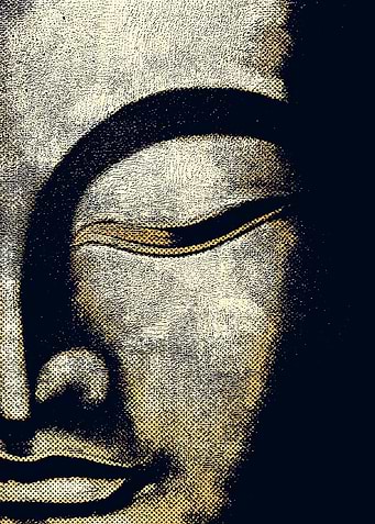 buddha face photo with tex