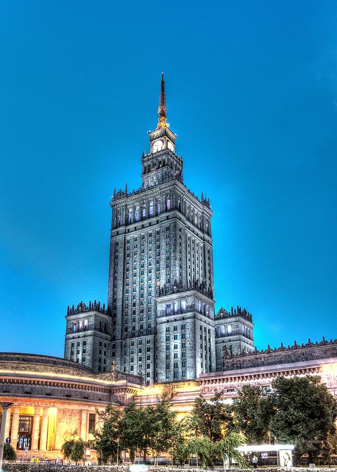 The Palace of Culture and Science in Warsaw is the tall ...