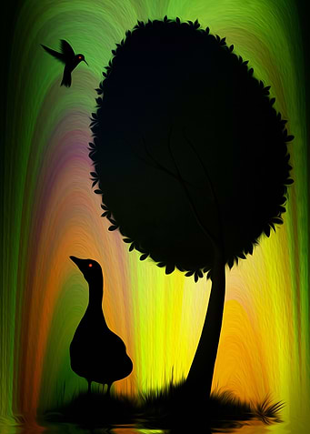 Duck under the tree