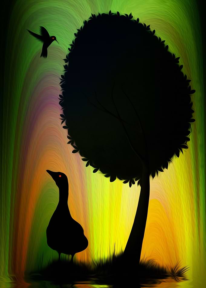 Duck under the tree