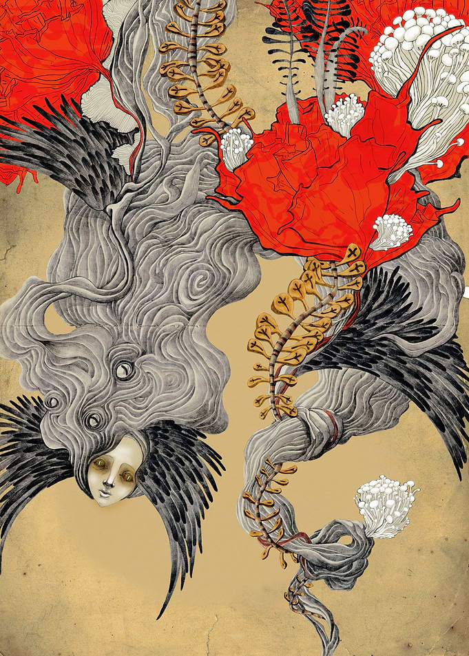 'Botanical Crow' is a test drawing for the bigger theme ...