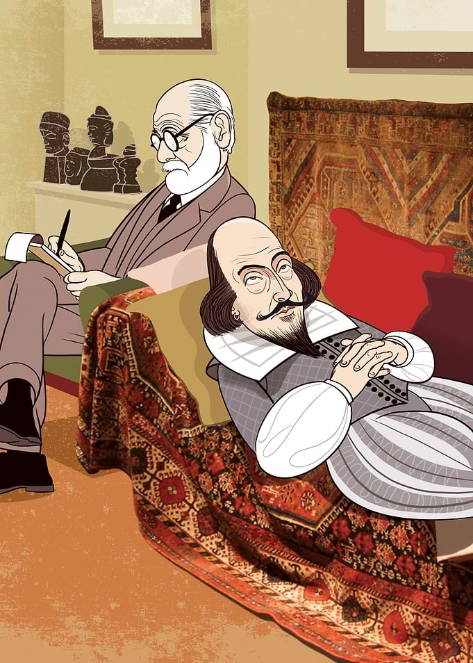 Sigmund Freud analysing William Shakespeare