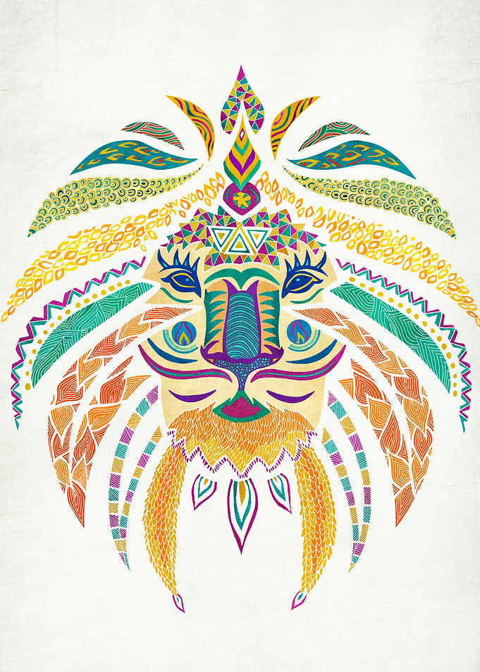 'Whimsical Tribal Lion'