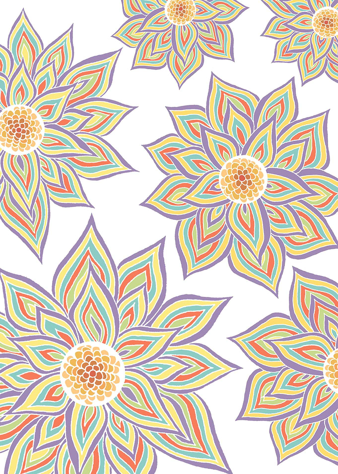 'Floral Rhythm Day' nature pattern illustration.