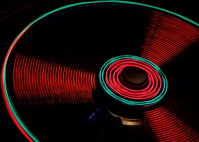 Fairground ride spinning on bonfire night