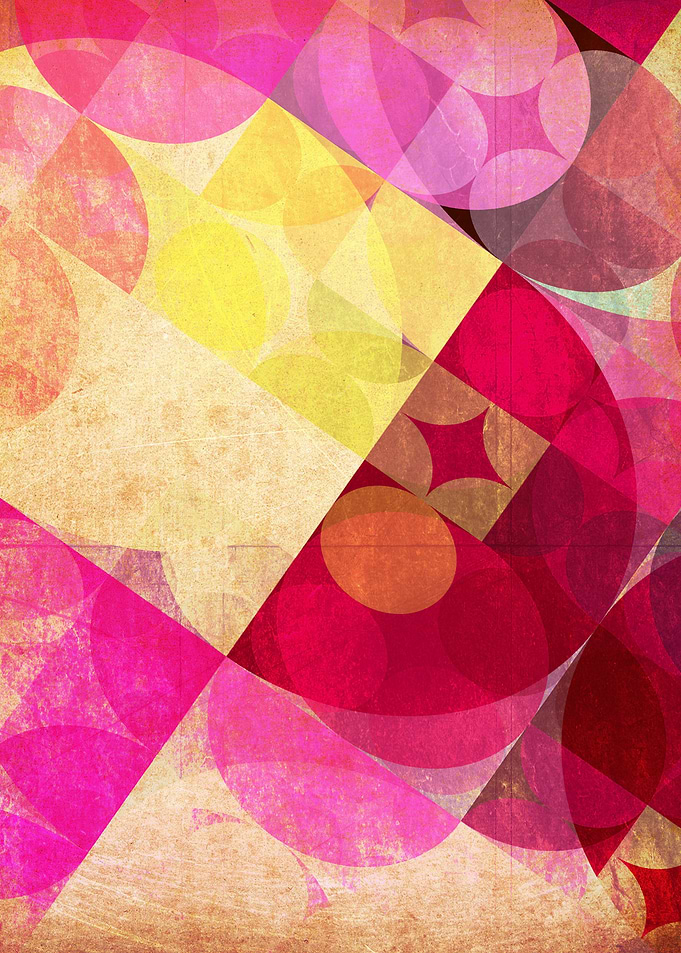 retro style dots squares pink yellow design pattern