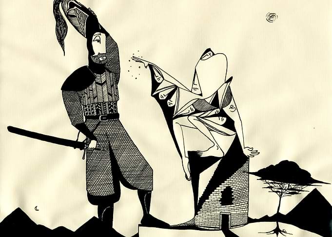 The illusionist. freehanded ink.
