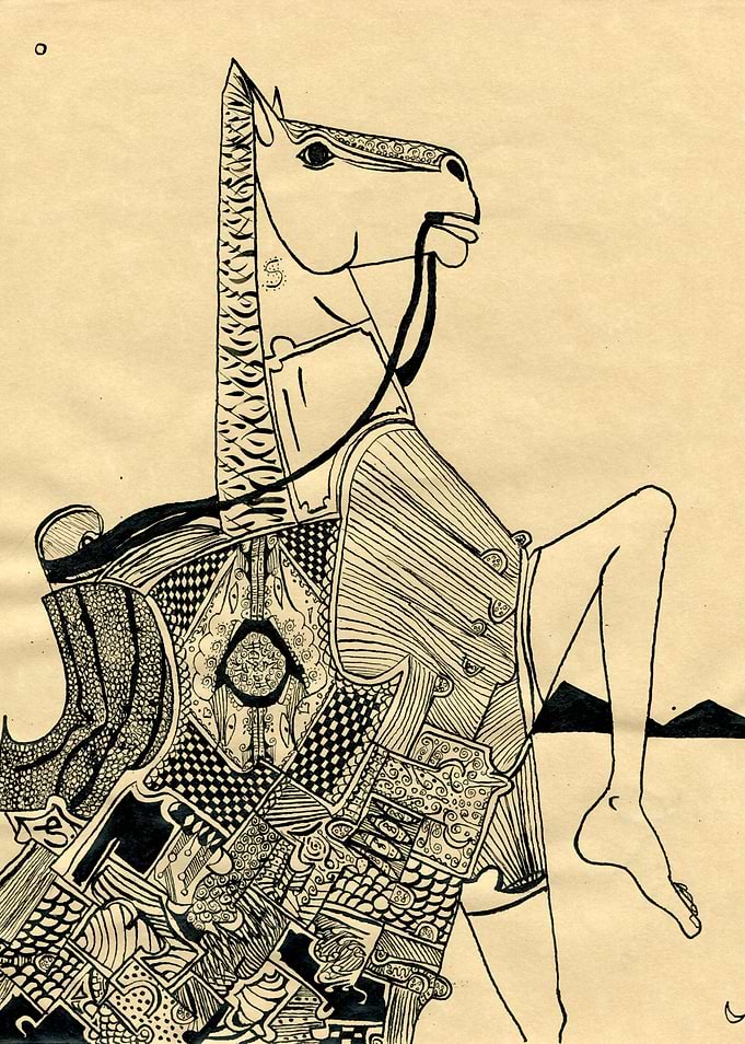 one of my favorite pass times...chess. freehanded ink ...