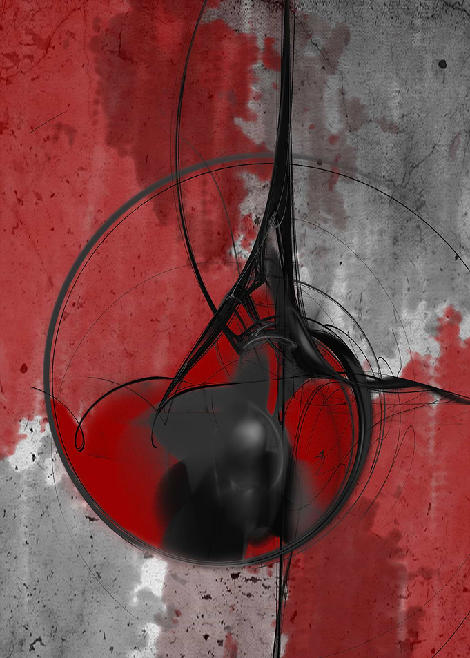 Abstract in black and red CB