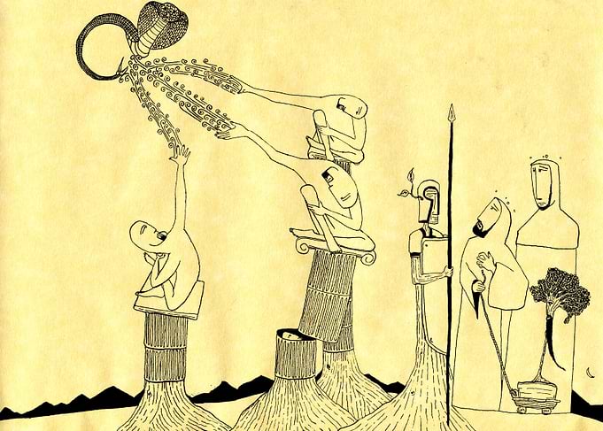 Life and Death. freehanded ink.