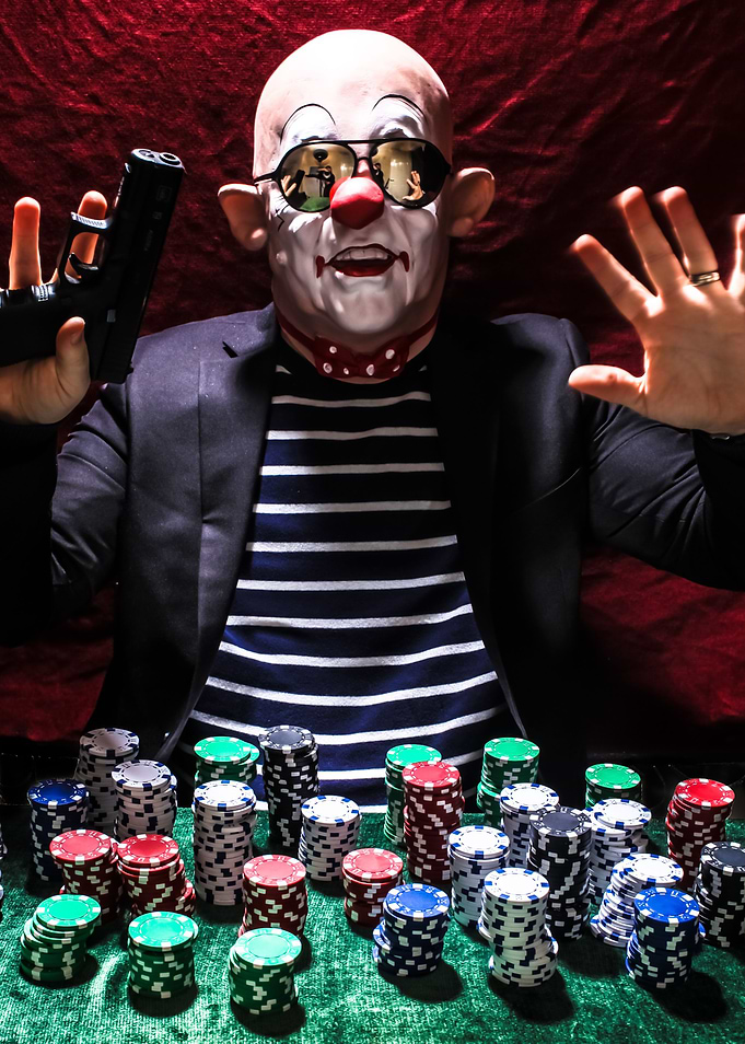 Clown caught playing poker