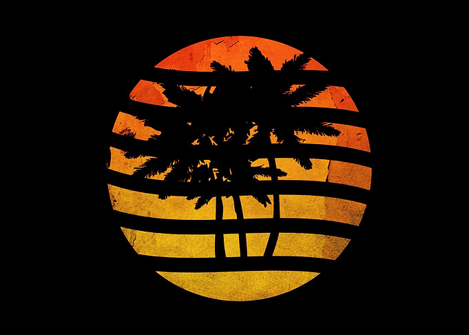 Palm Trees and Sunset - Vintage - Grunge Textures added ...
