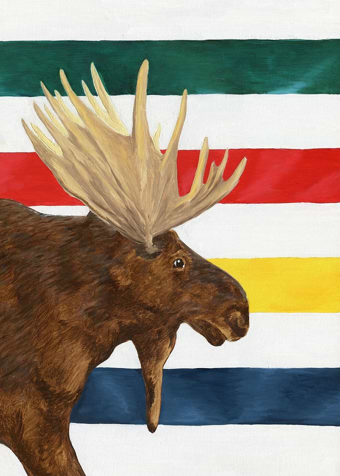 In Stitches. This piece profiles a moose set against th ...