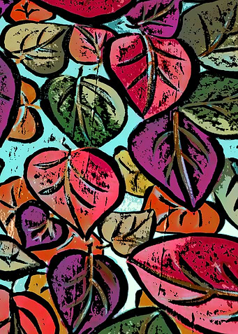 Colorful leaves acryl pain