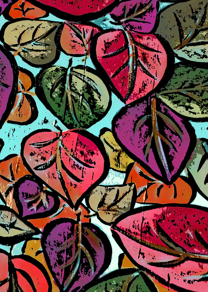 Colorful leaves acryl pain